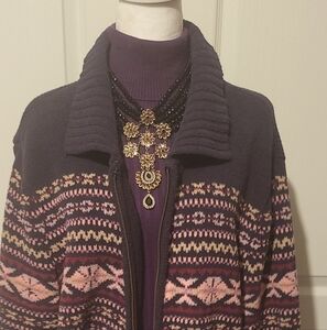 #4 Sweater Cardigan EUC Zip Closure p2p 23.5in Length 30in